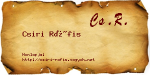 Csiri Ráfis névjegykártya